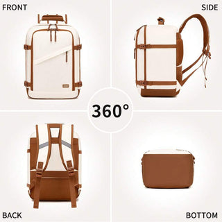 AYNEX 40x30x20cm Ryanair Approved Cabin Backpack 24L | Water Repellent Travel Bag | Laptop Backpack 15.6" Clamshell Organiser | Beige