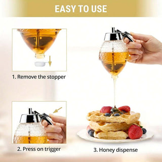 AYNEX Multi-Function Honey Dispenser with Storage Rack Reusable Honey Dispenser Container Kitchen Honey Storage Solution