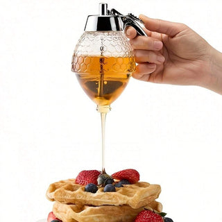 AYNEX Multi-Function Honey Dispenser with Storage Rack Reusable Honey Dispenser Container Kitchen Honey Storage Solution