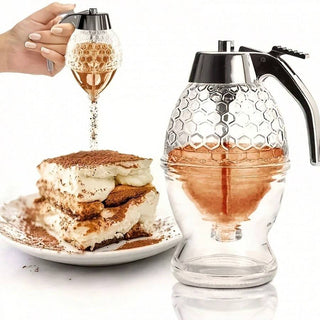 AYNEX Multi-Function Honey Dispenser with Storage Rack Reusable Honey Dispenser Container Kitchen Honey Storage Solution