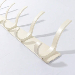 AYNEX | 2pcs Cream White 6-Hook Wall Mounted Coat Rack Punch Free Aluminium Entryway Hallway Heavy Duty Hanging Clothes Hanger Hooks