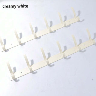 AYNEX | 2pcs Cream White 6-Hook Wall Mounted Coat Rack Punch Free Aluminium Entryway Hallway Heavy Duty Hanging Clothes Hanger Hooks