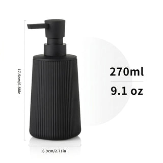 AYNEX Striped Black Soap Dispenser | Modern Round ABS Plastic Pump Bottle | Bathroom Hand Soap & Kitchen Dish Soap | Home Décor